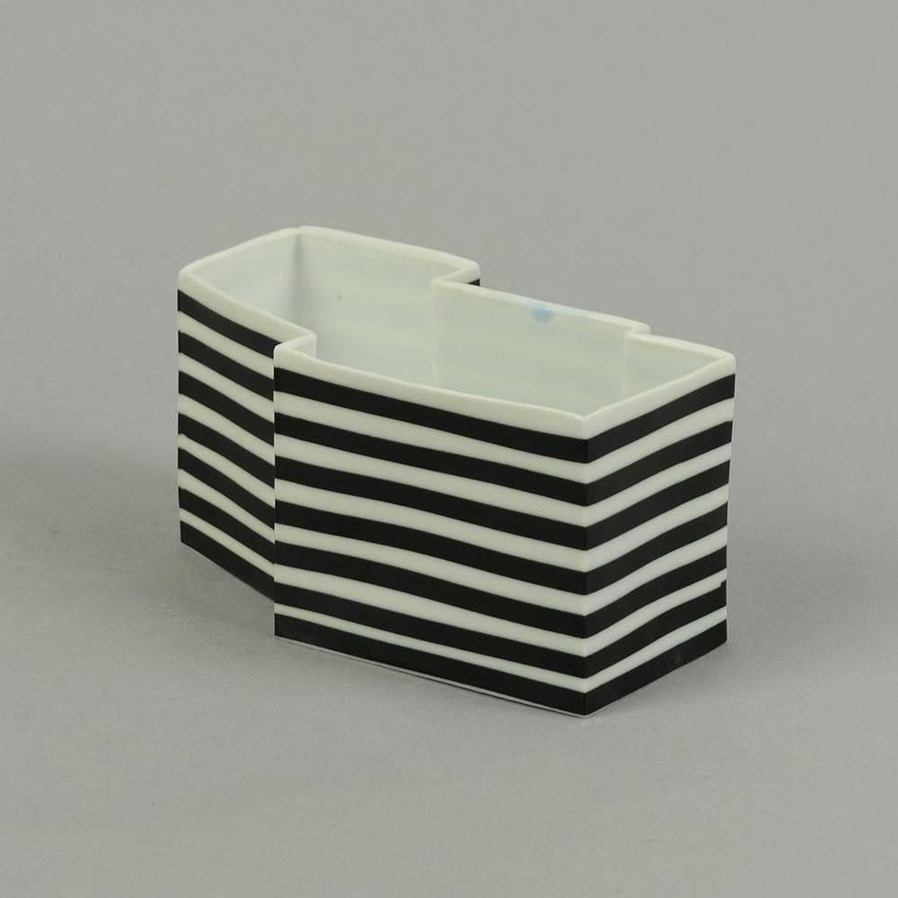 Bodil Manz, own studio, Denmark 

Porcelain sculptural bowl with black and white glaze.
Measures: Height 2 1/2