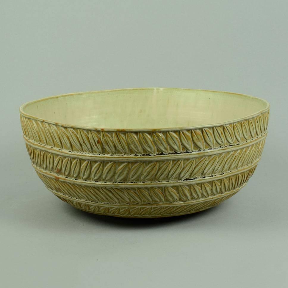 Glazed Very Large Bowl with Cream Glaze by Axel Salto for Royal Copenhagen, 1936 For Sale