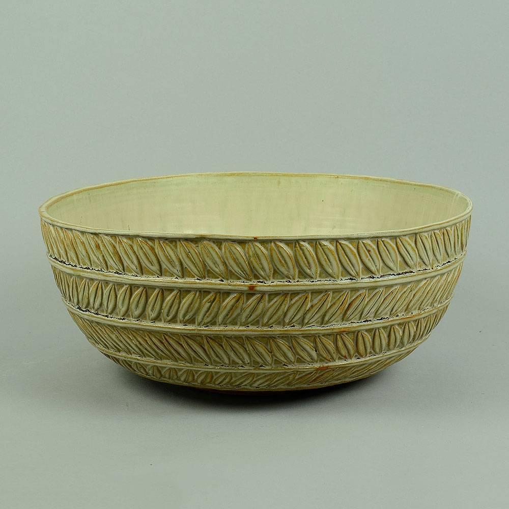 Danish Very Large Bowl with Cream Glaze by Axel Salto for Royal Copenhagen, 1936 For Sale