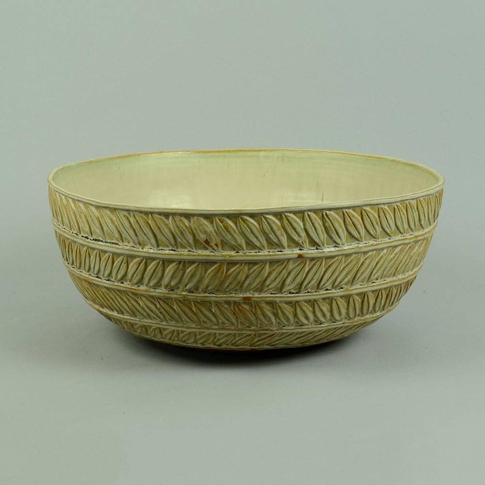 Art Deco Very Large Bowl with Cream Glaze by Axel Salto for Royal Copenhagen, 1936 For Sale