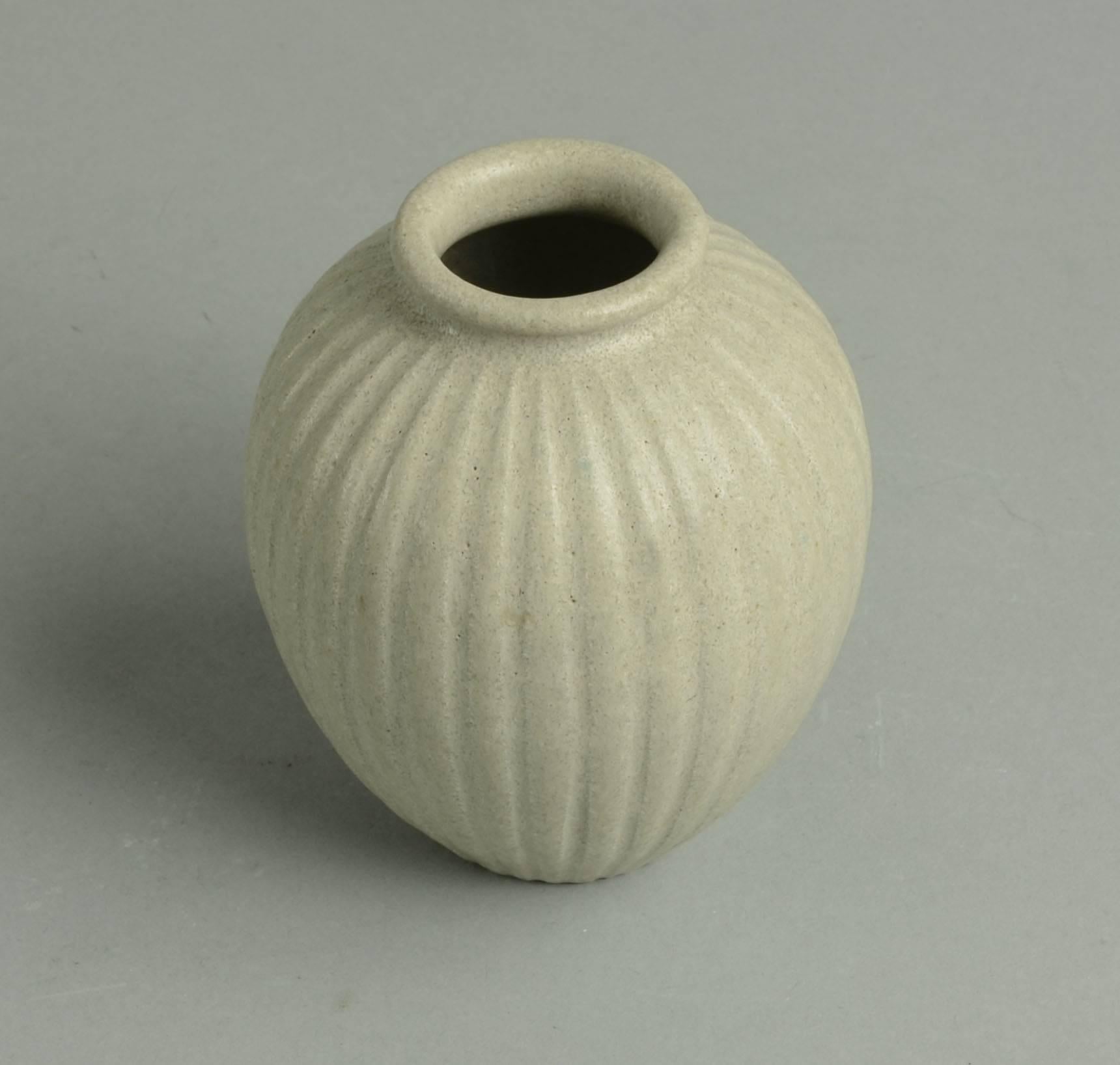 Ceramic Three Vases with White Glaze by Arne Bang For Sale