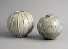 Two Spherical Vases with Crystalline Glaze by Arne Bang