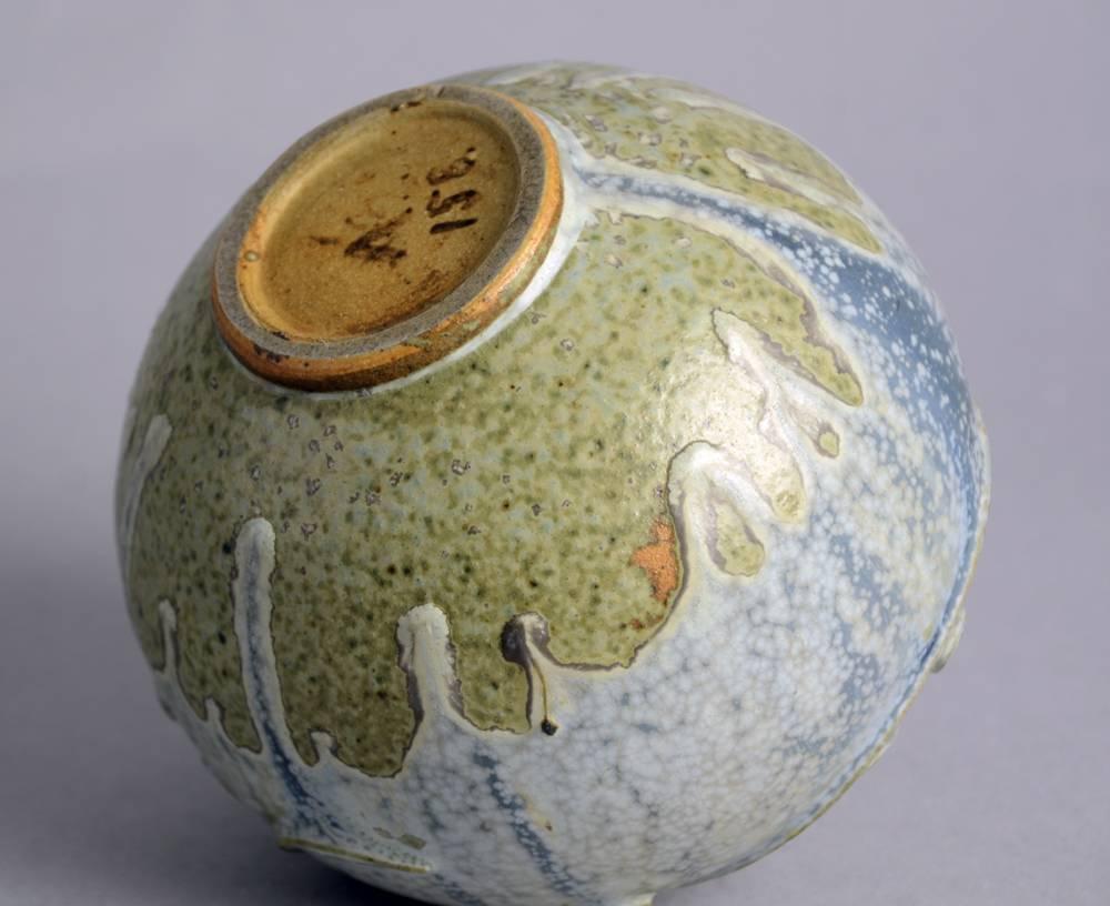 Danish Two Spherical Vases with Crystalline Glaze by Arne Bang