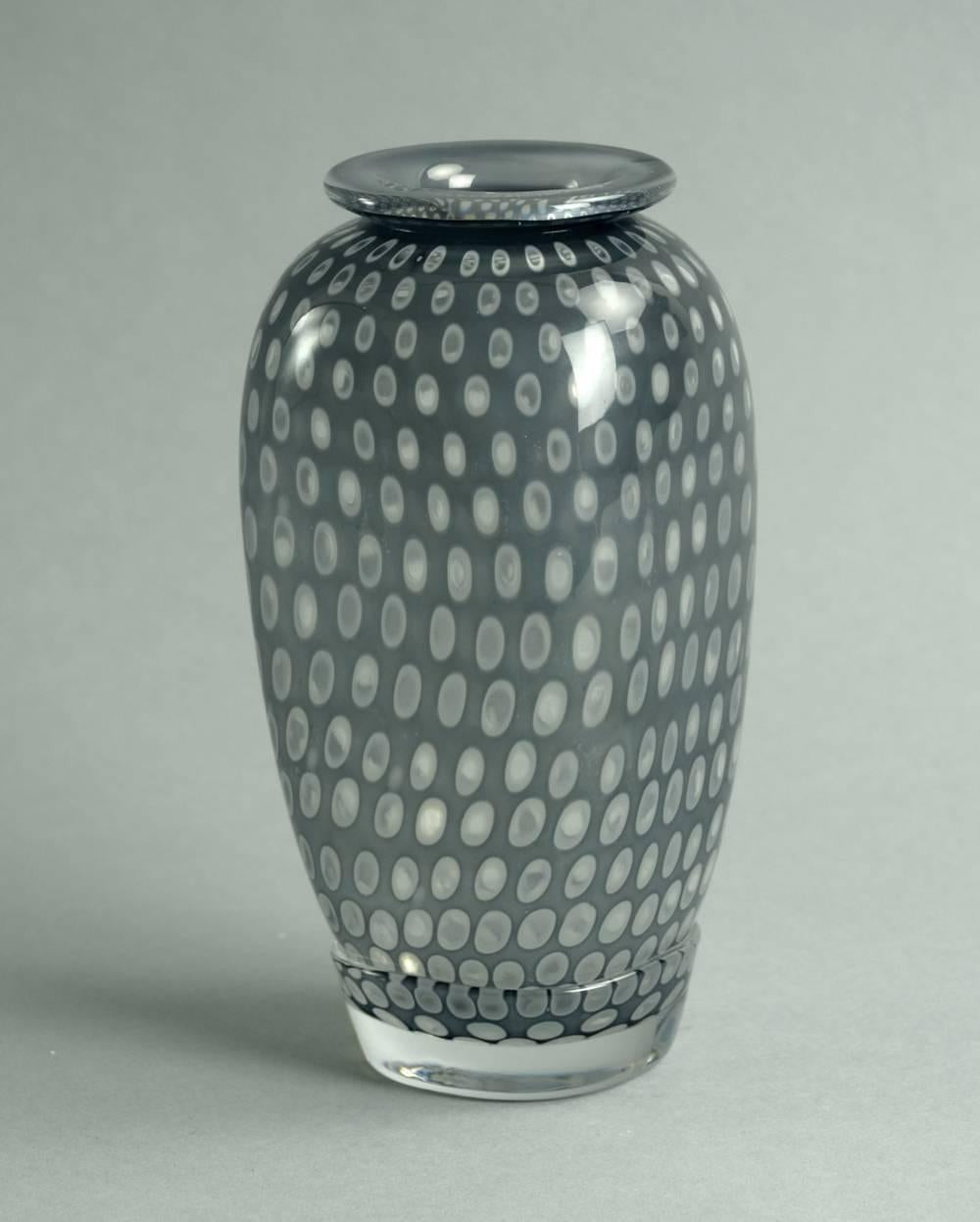 Unique, hand blown "Slip-graal" flat sided vase in blue-gray and clear glass, 1955.
