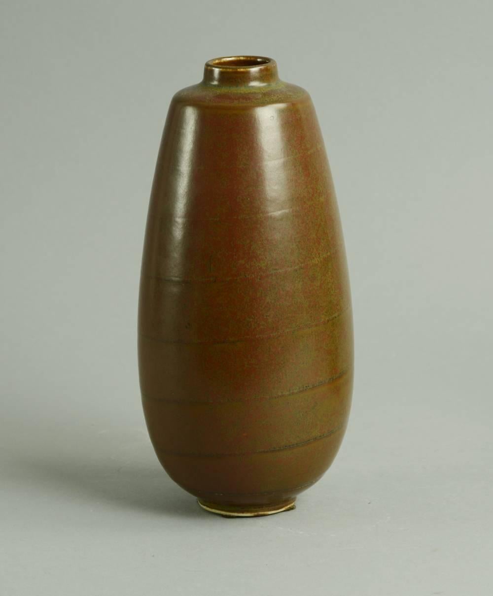 Glazed Three Vases with Matte Brown Glaze by Saxbo, Denmark For Sale