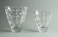 Two Faceted Cut-Glass Vases by Ingeborg Lundin for Orrefors