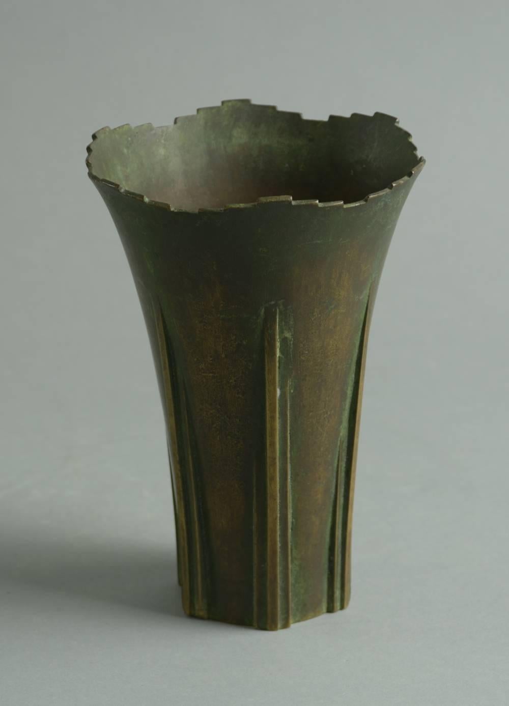 Patinated Bronze Vase by Thorild Knutsson For Sale