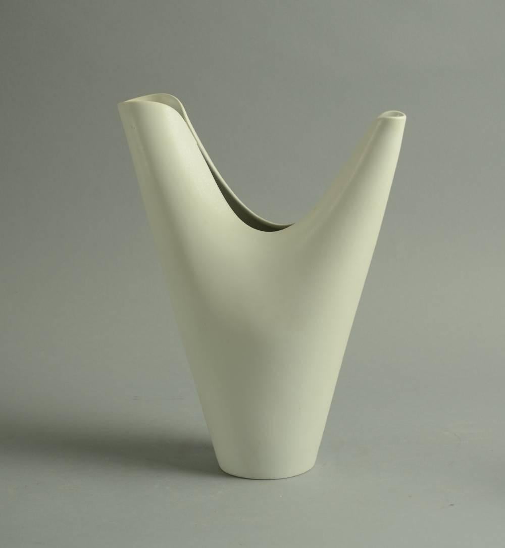 Large "veckla" vase with matte white glaze, 1960s. 