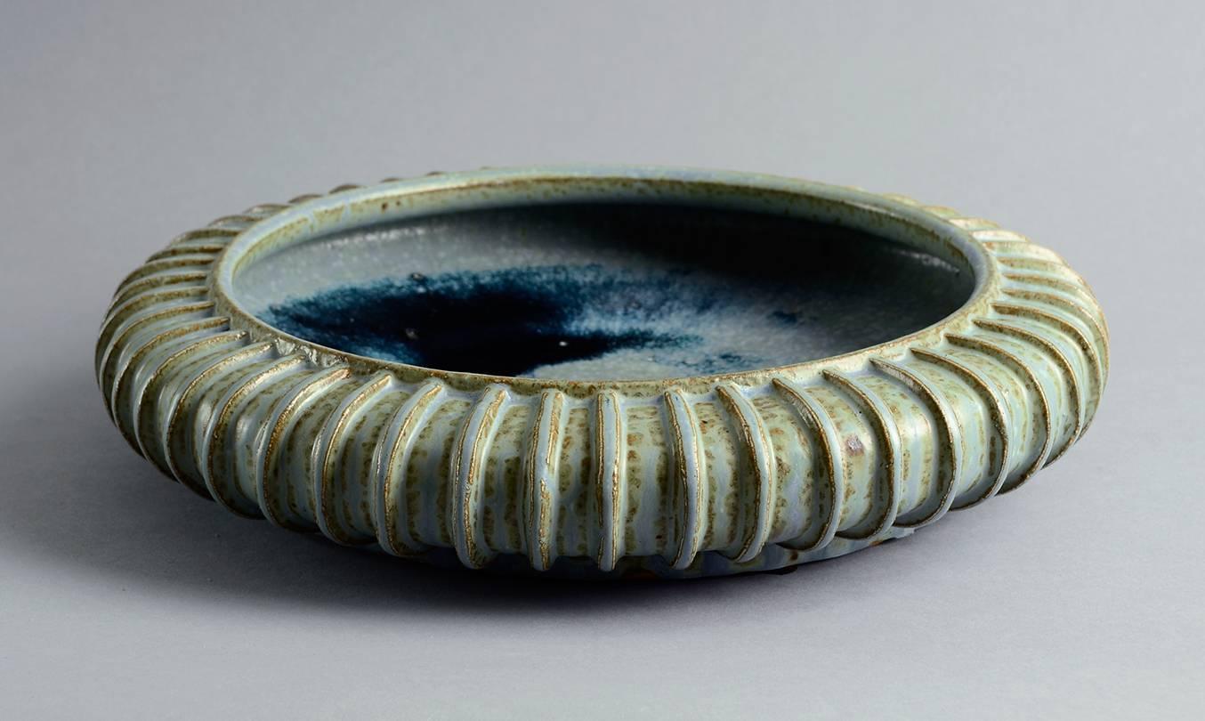 Danish Large Ribbed Bowl by Arne Bang