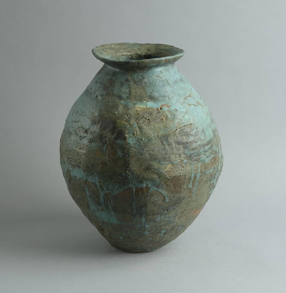 Glazed Unique Vase of Mixed Clays by Ewen Hendersen For Sale