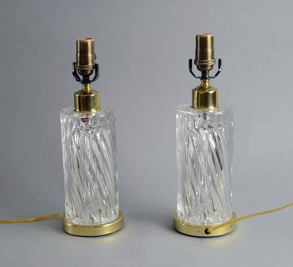 Hollywood Regency Pair of Lamps by Olle Alberius for Orrefors For Sale
