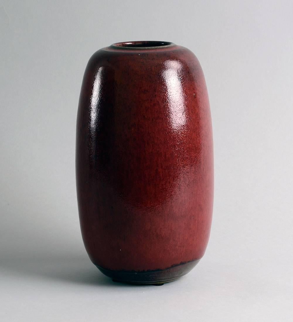 Three Vases with Oxblood Glaze by Edouard Chapallaz In Excellent Condition For Sale In New York, NY