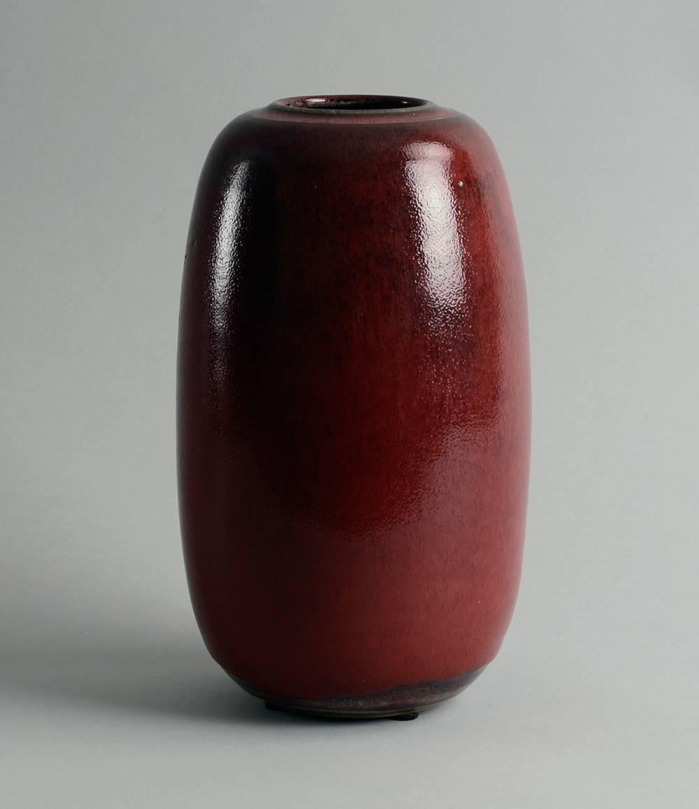 Glazed Three Vases with Oxblood Glaze by Edouard Chapallaz For Sale
