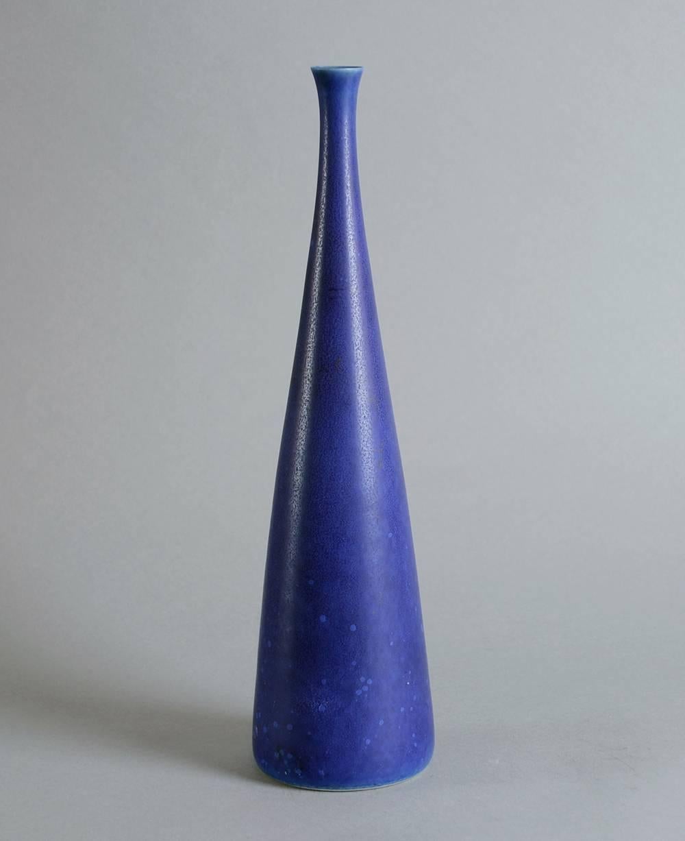 Swedish Tall Vase with Blue Glaze by Carl Harry Stalhane for Rorstrand For Sale