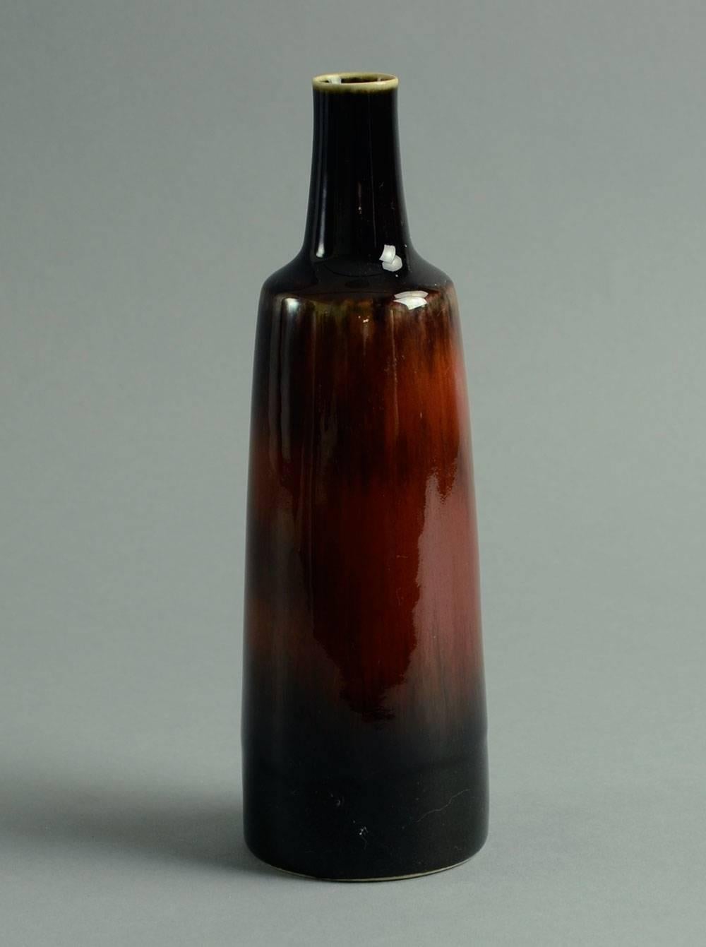 Glazed Five Vases with Glossy Brown Glaze by Carl Harry Stalhane for Rorstrand For Sale