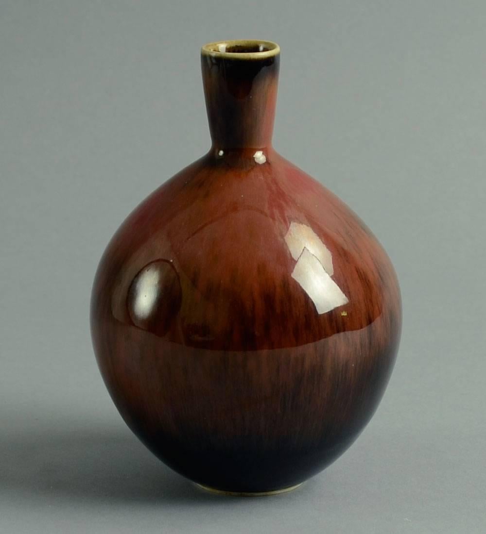 Five Vases with Glossy Brown Glaze by Carl Harry Stalhane for Rorstrand For Sale 1