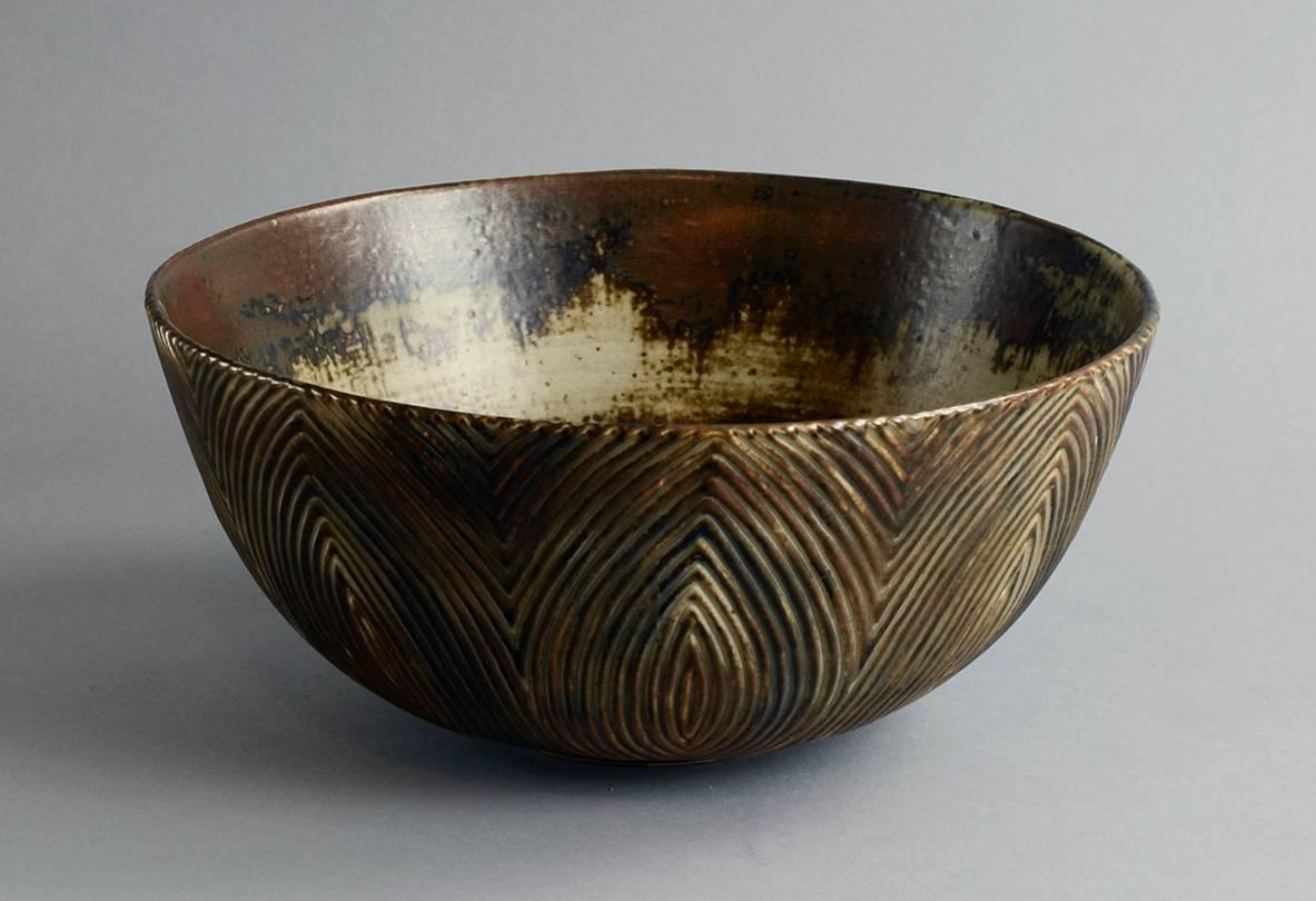 Danish Large Bowl with Sung Glaze by Axel Salto For Sale