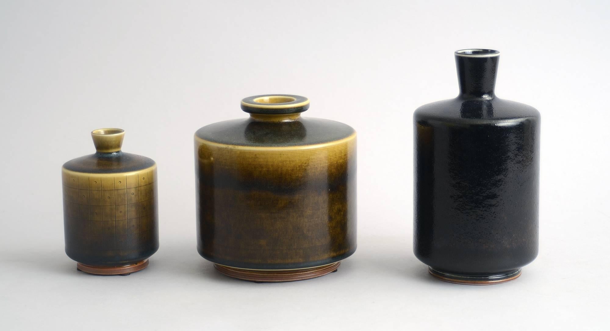 Swedish Three Vases by Berndt Friberg for Gustavsberg For Sale