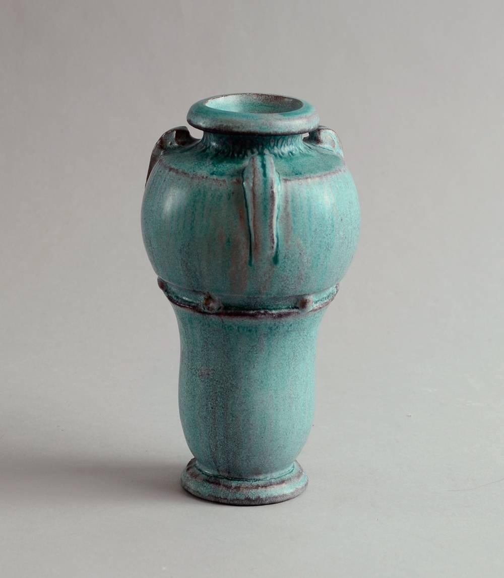 1. Earthenware vase with matte turquoise and gray glaze, 1930s.
Height 6 3/4