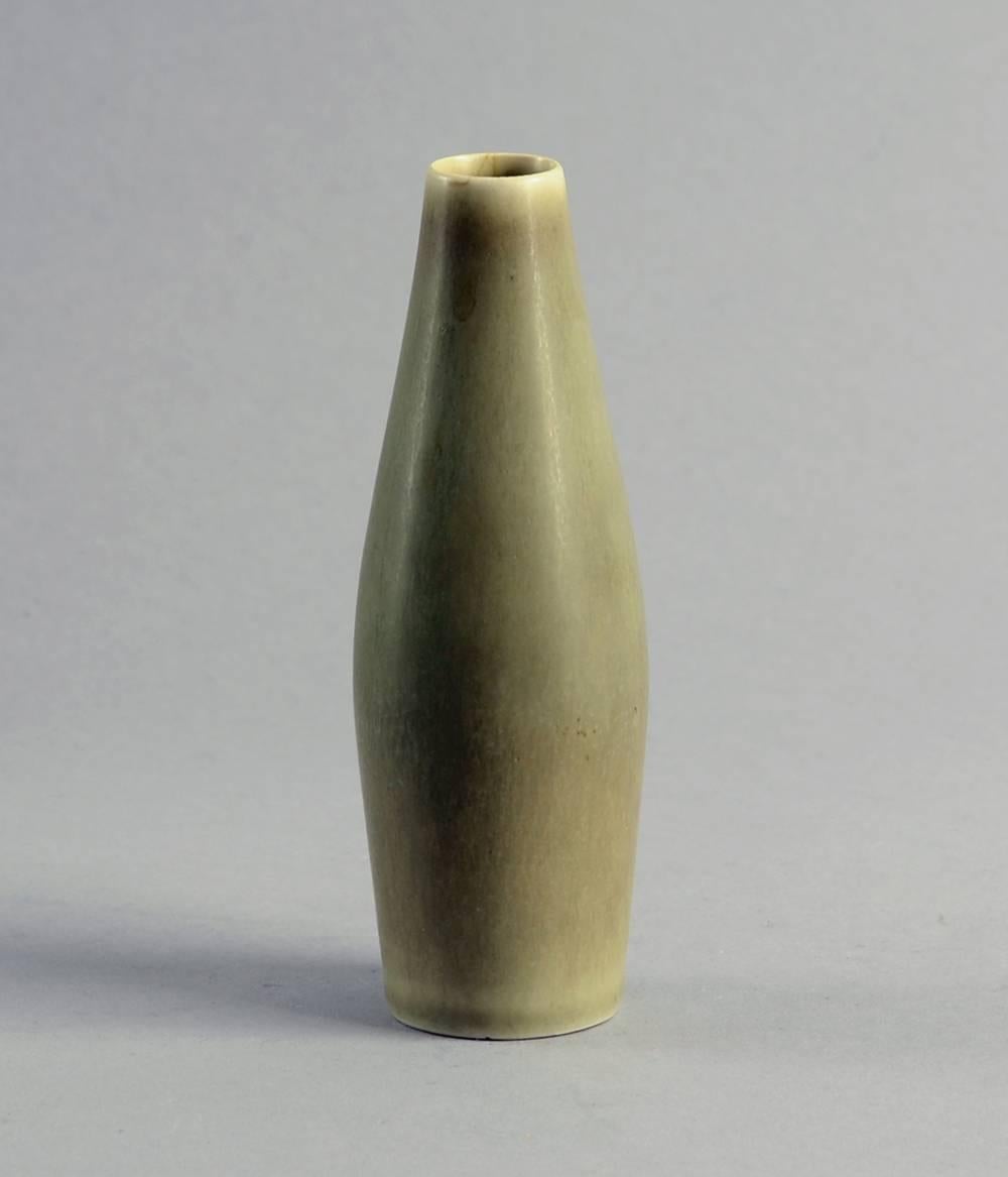 Ceramic Group of Vases with Pale Olive Haresfur Glaze by Palshus, Denmark, 1950s-1960s For Sale