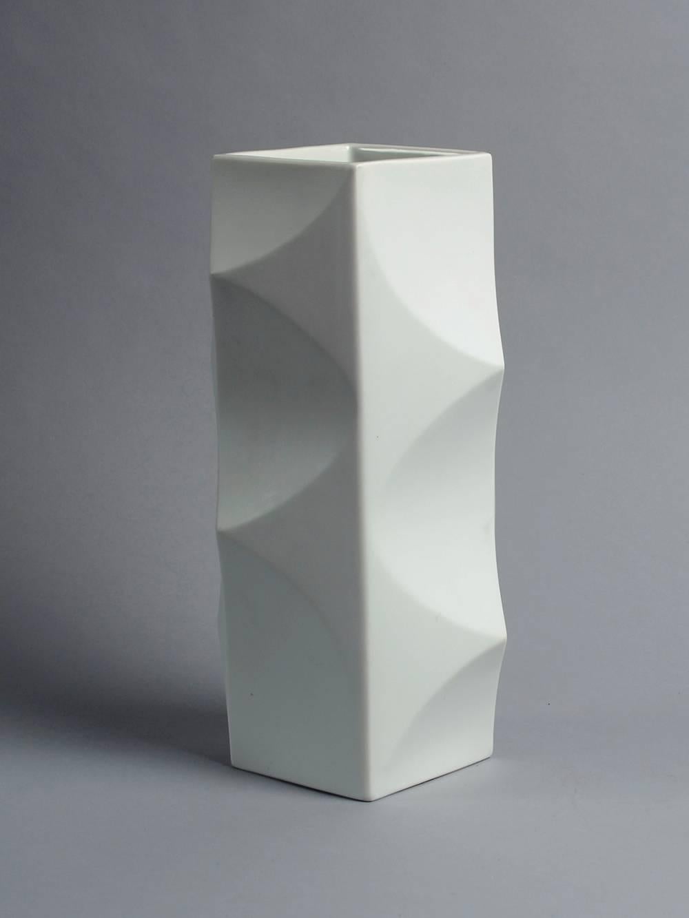 Heinrich Fuchs for Lorenz Hutschenreuther, Germany.

"Archais" porcelain vase with matte white glaze, 1960s.
Height 11 1/4" (28.5cm) Width 4 3/4" (12cm) Depth 4 3/4" (12cm)
Printed "Lorenz Hutschenreuther
