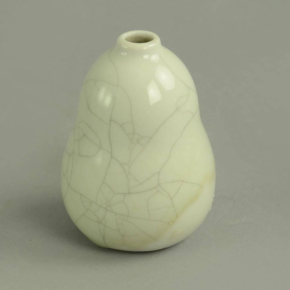 Finnish Vase with Crackle Glaze by Friedl Holzer Kjellberg for Arabia, Finland, 1960s For Sale