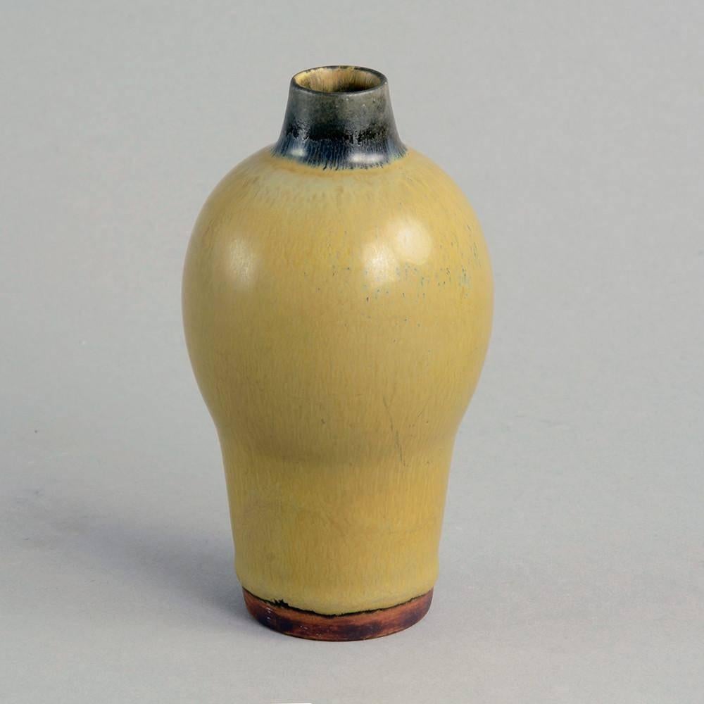 Ceramic Three Vases with Yellow Ochre Glaze by Carl Harry Stålhane for Rörstrand, Sweden For Sale