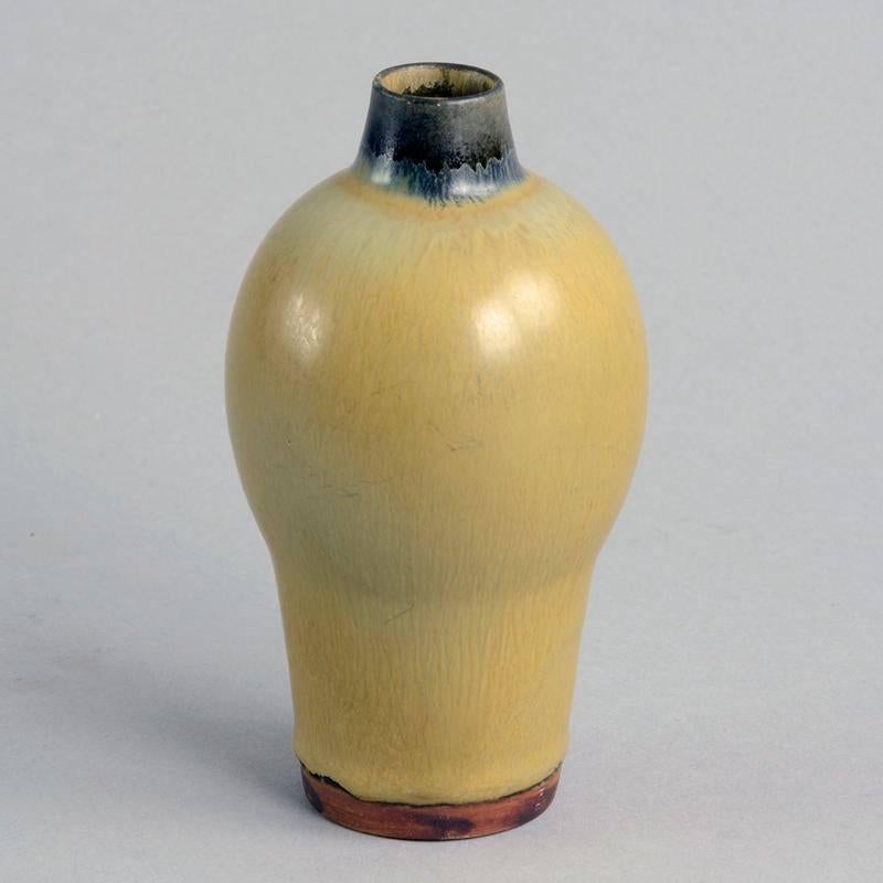 Three Vases with Yellow Ochre Glaze by Carl Harry Stålhane for Rörstrand, Sweden For Sale 1