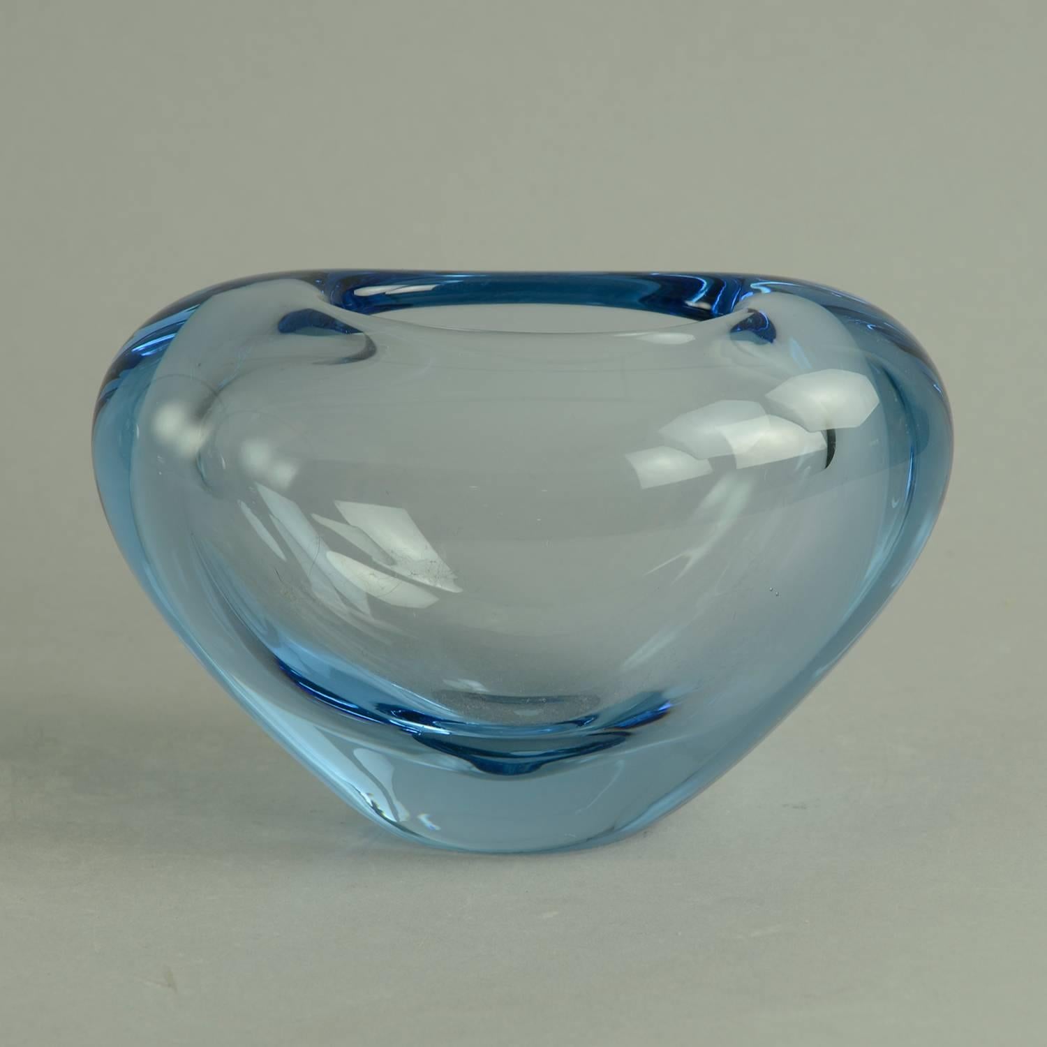 Scandinavian Modern Three Vases in Pale Blue Glass by Per Lutken for Holmegaard For Sale