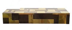 Paul Evans Cityscape Gunmetal and Brass Floating Mounted Wall Console