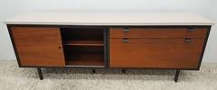 Rare 1950s Robert John for Knoll Walnut and Iron Credenza