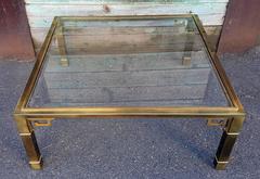 Large Mastercraft Square Brass Greek Key Coffee Table