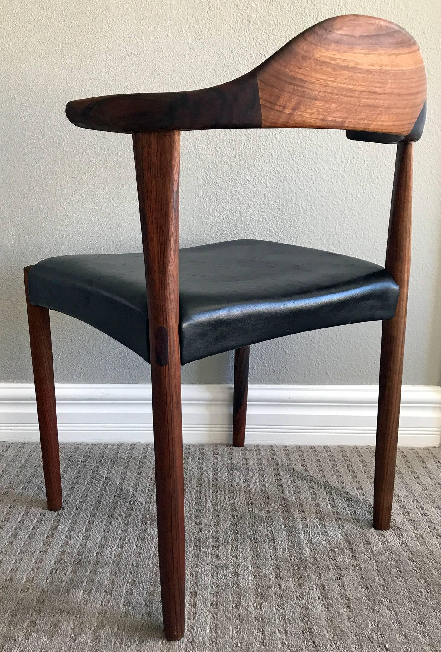 Mid-Century Modern Sculpted Rosewood Horn Chair by Harry Ostergaard