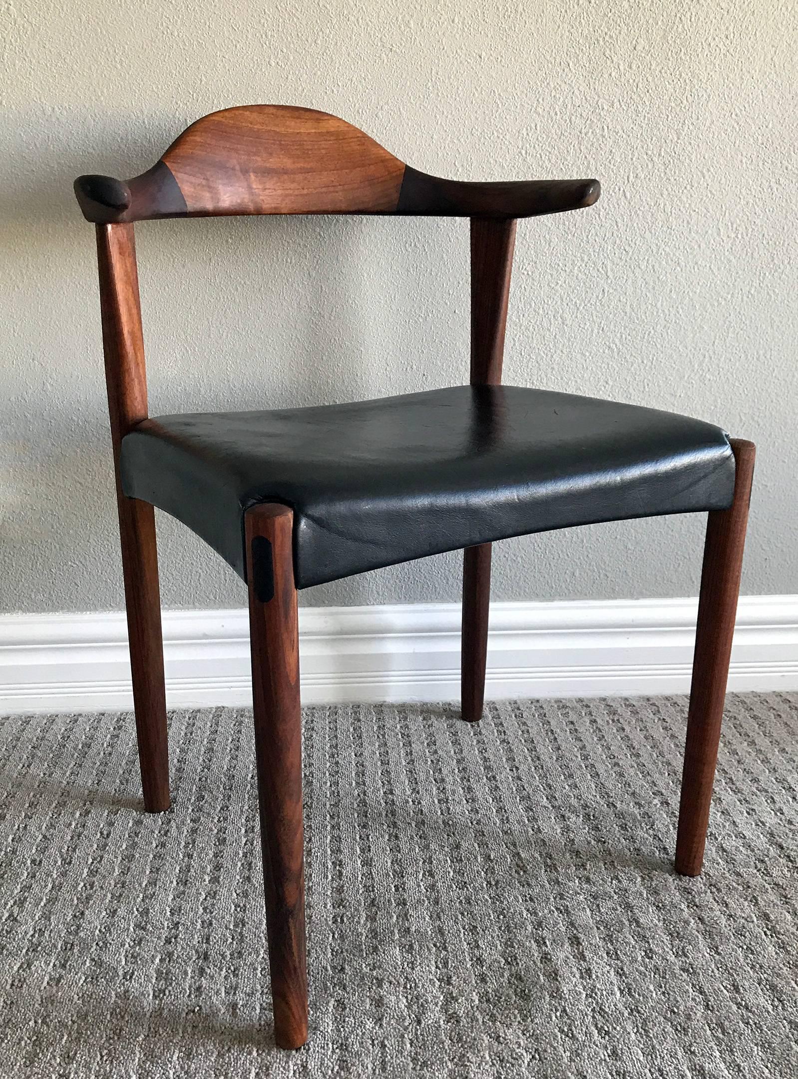 Danish Sculpted Rosewood Horn Chair by Harry Ostergaard