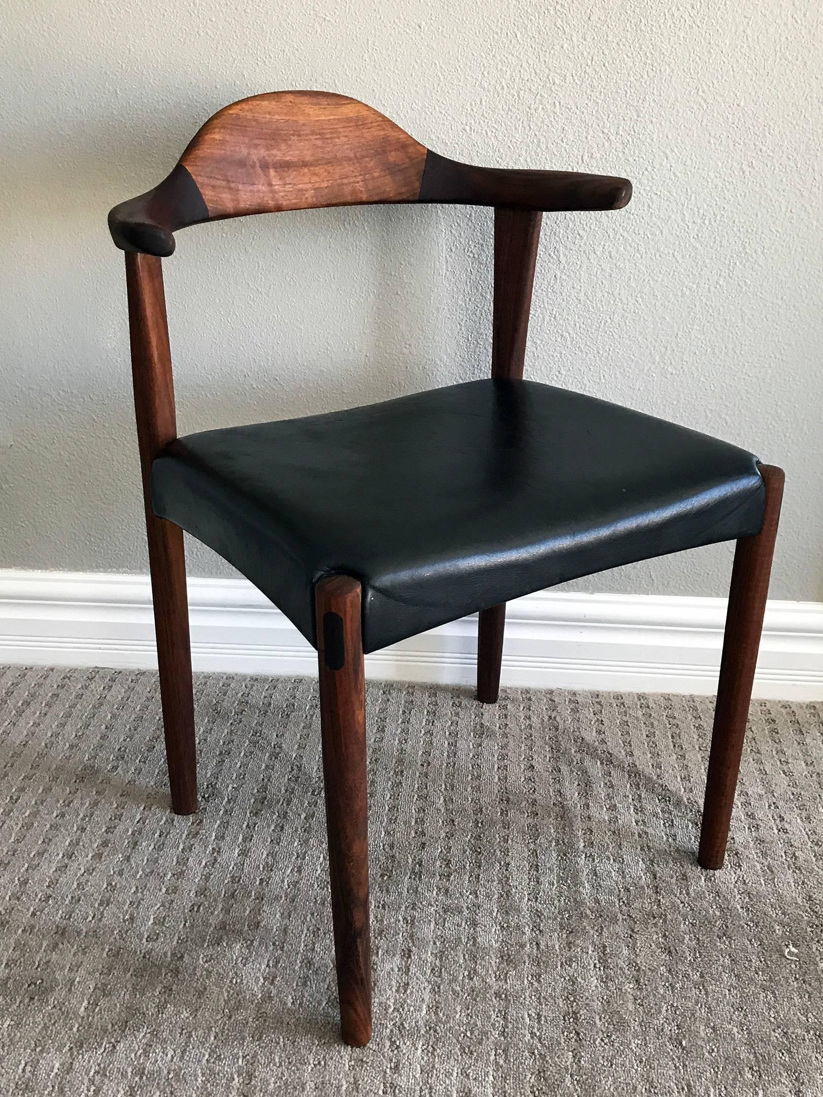 Mid-20th Century Sculpted Rosewood Horn Chair by Harry Ostergaard
