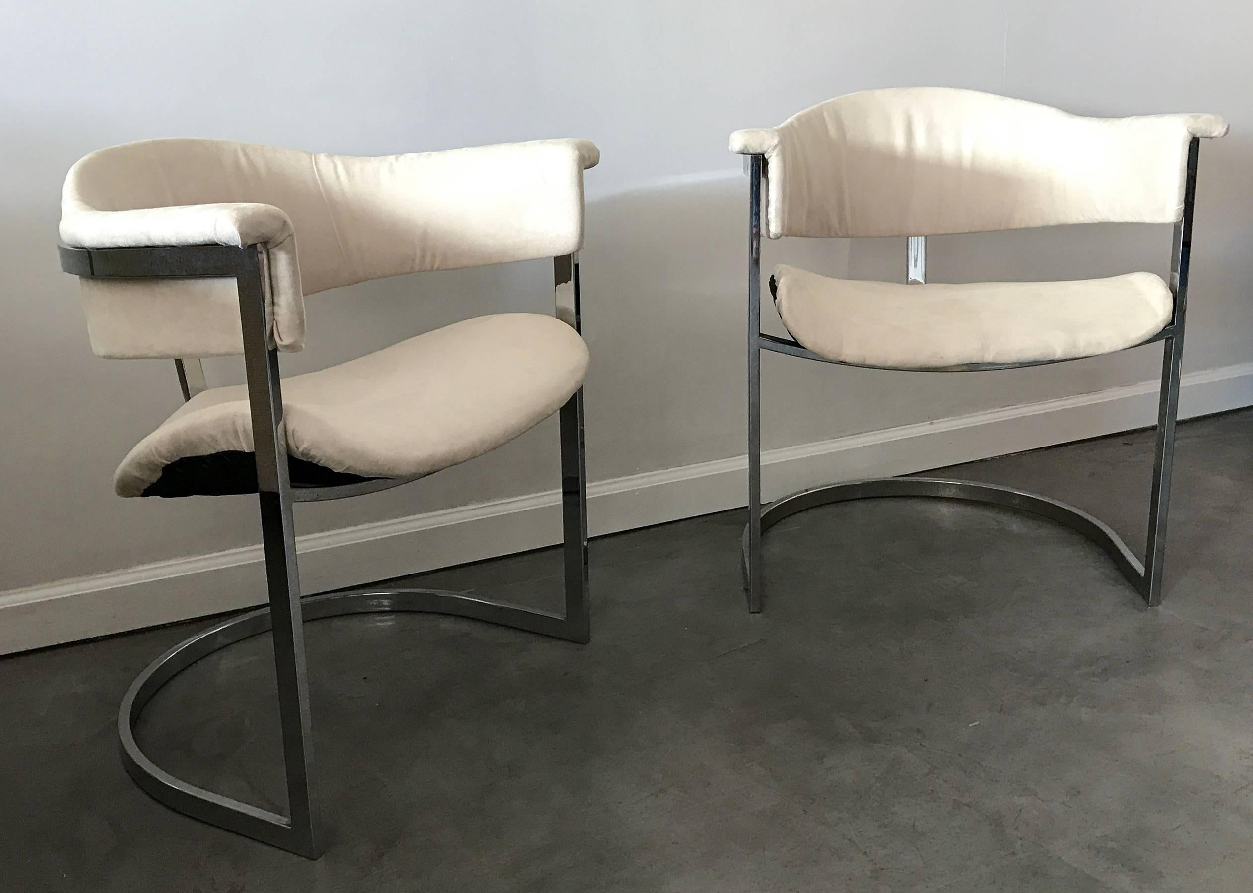 Mid-Century Modern Pair of Vittorio Introini for Mario Sabot Chrome Armchairs