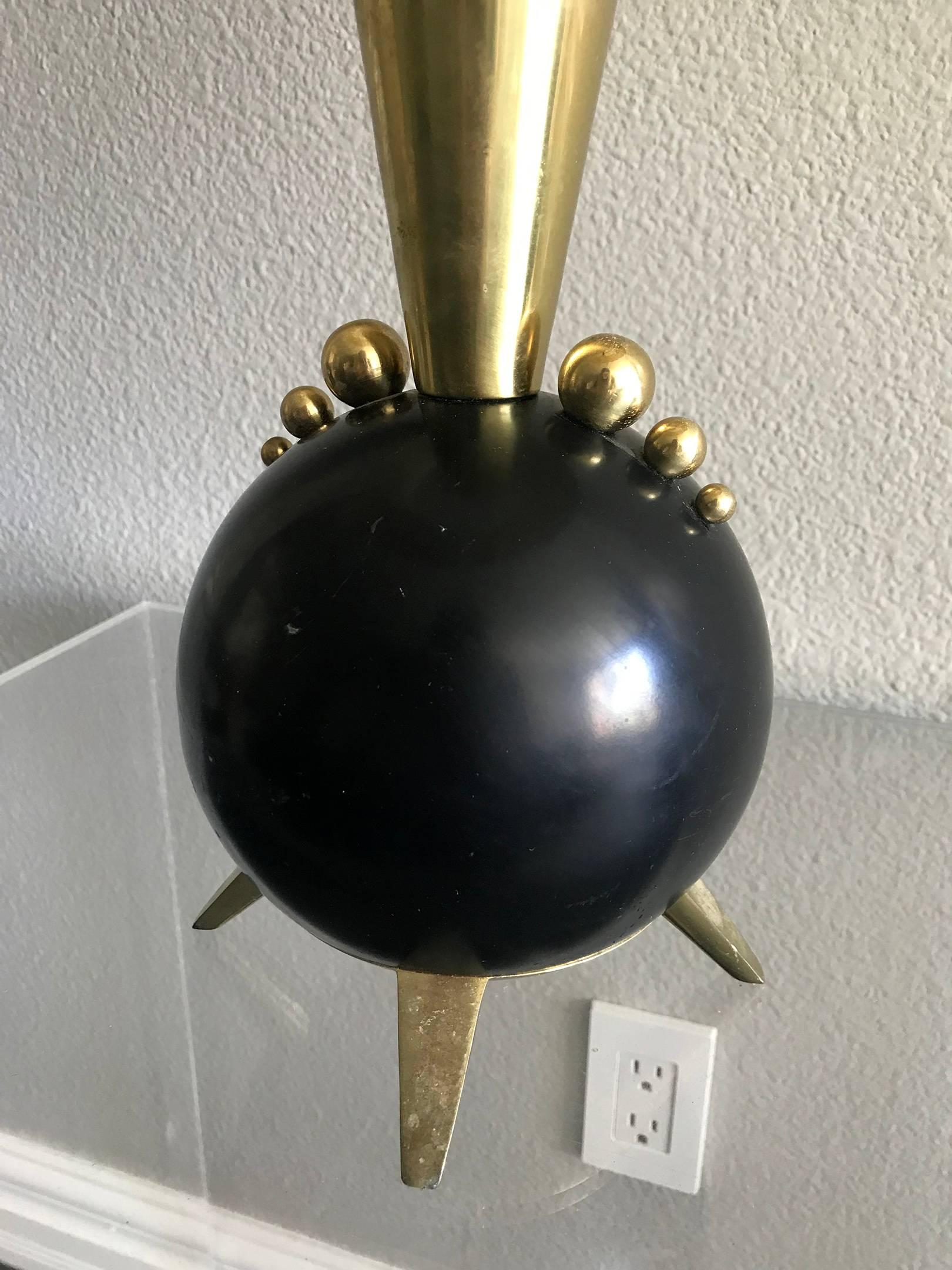 American Pair of Rembrandt Orb and Brass Lamps