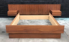 Midcentury Danish Teak Floating Queen Bed