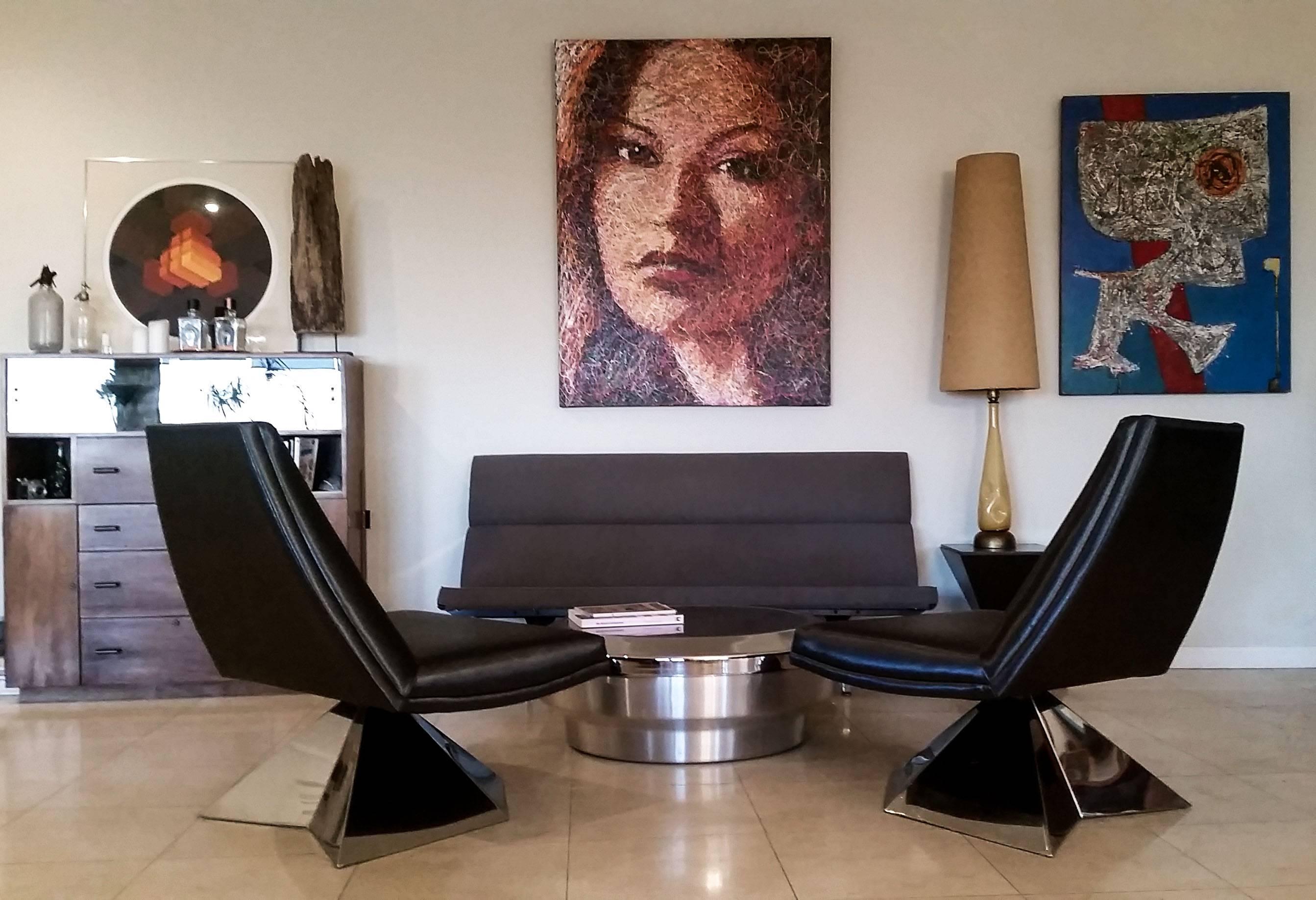 Late 20th Century Monumental 1970s Chrome Lounge Chairs