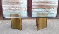 Mastercraft Trefoil Brass Double Pedestal Dining Table