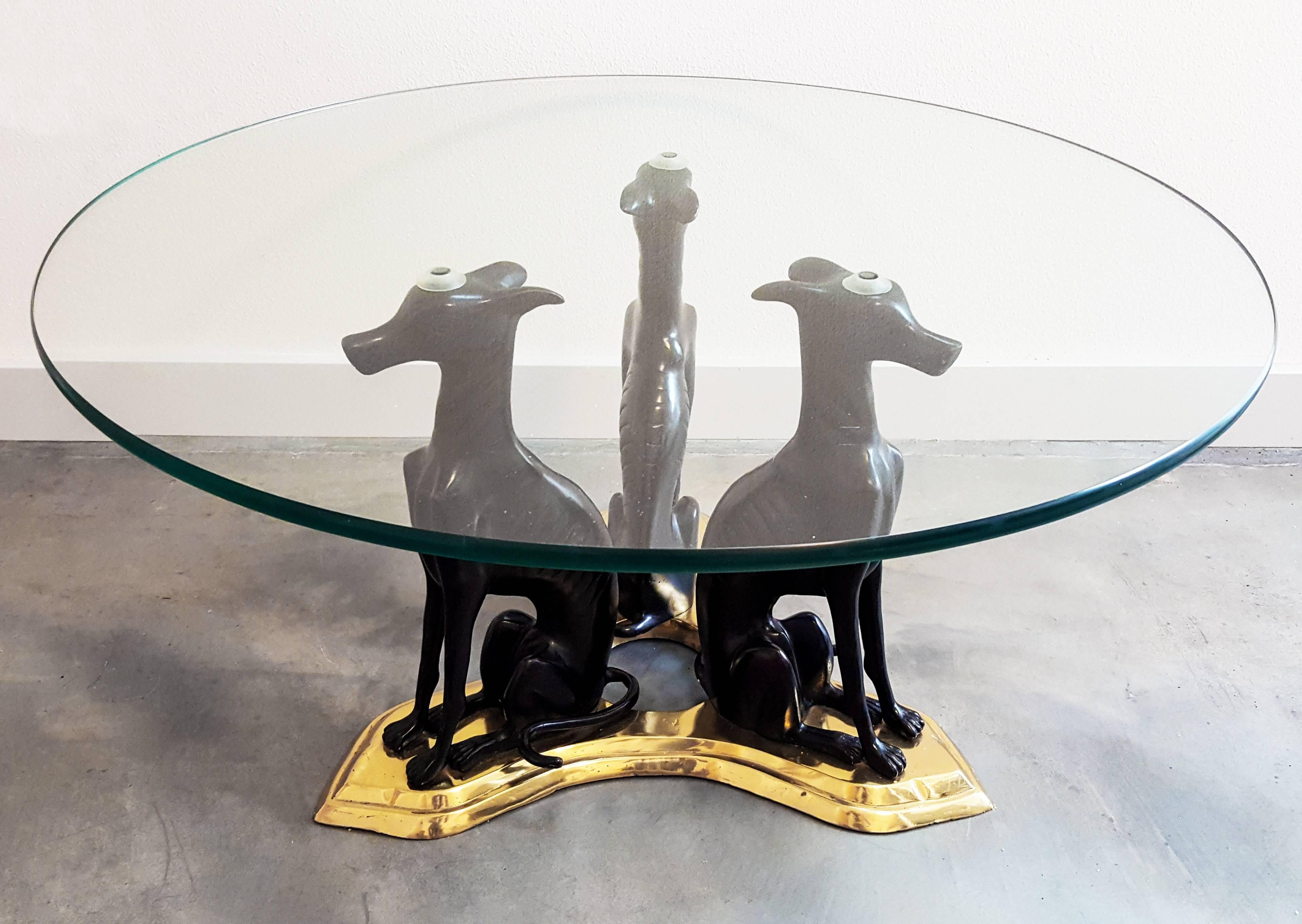 Maitland-Smith Cast Bronze and Brass Whippet Cocktail Table In Good Condition In Culver City, CA
