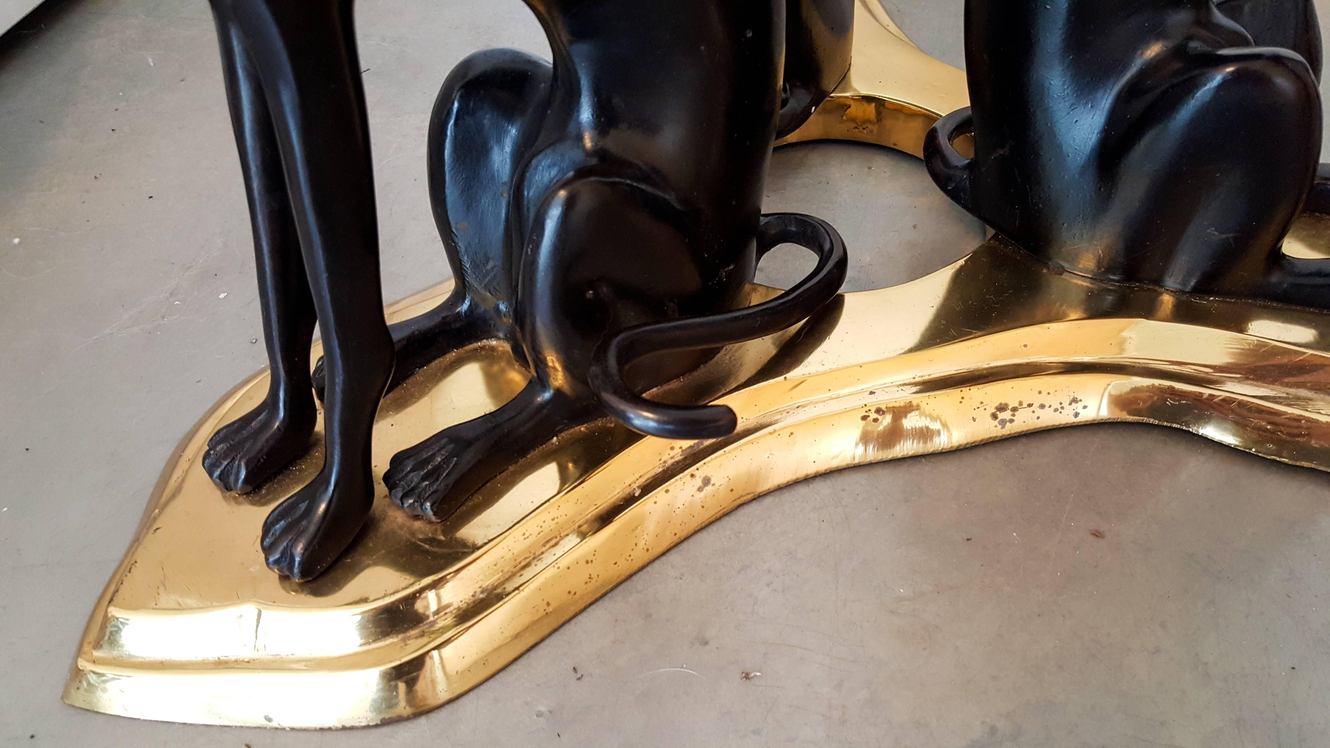 Hollywood Regency Maitland-Smith Cast Bronze and Brass Whippet Cocktail Table