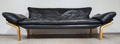 Mid-Century Danish Modern Sofa by Komfort in Black Leather