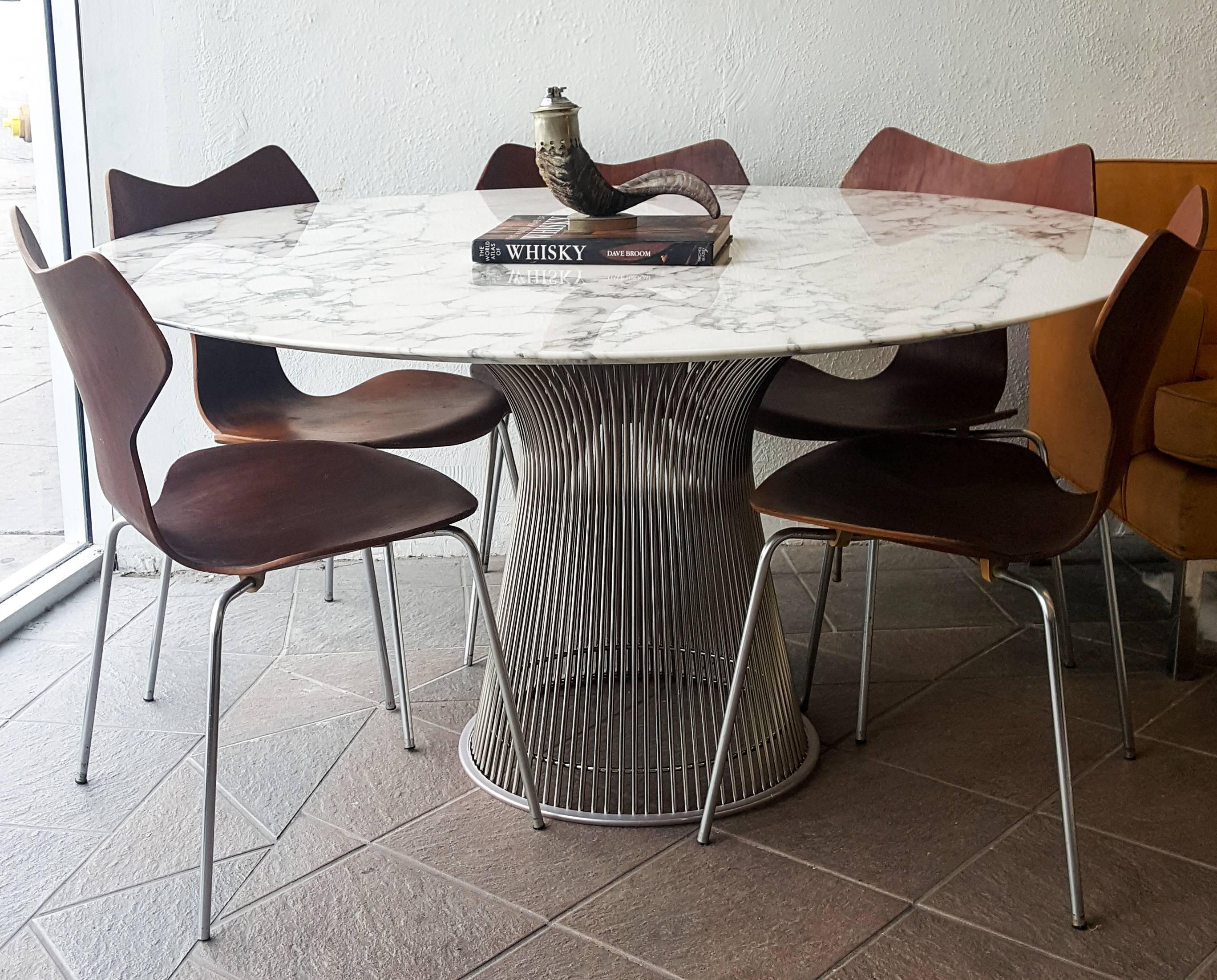 American Warren Platner for Knoll Arabescato Marble Top Dining Table