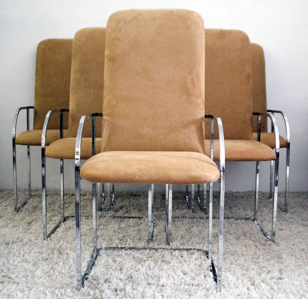 Late 20th Century Milo Baughman for DIA Chrome Dining Chairs