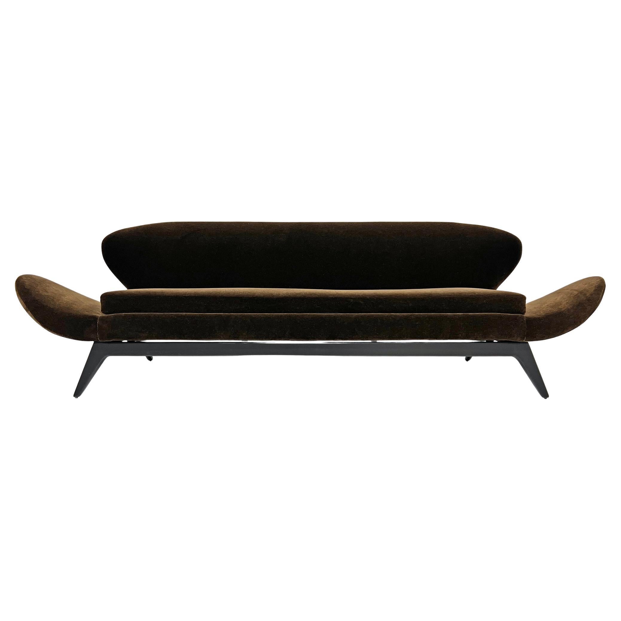 Luigi Tiengo No. 500-13 Sofa in Chocolate Mohair for Cimon Montréal, 1960's