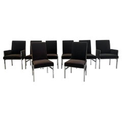 Leon Rosen Chrome Dining Chairs, Set of 8, Rohleder Chocolate Velvet, 1970's