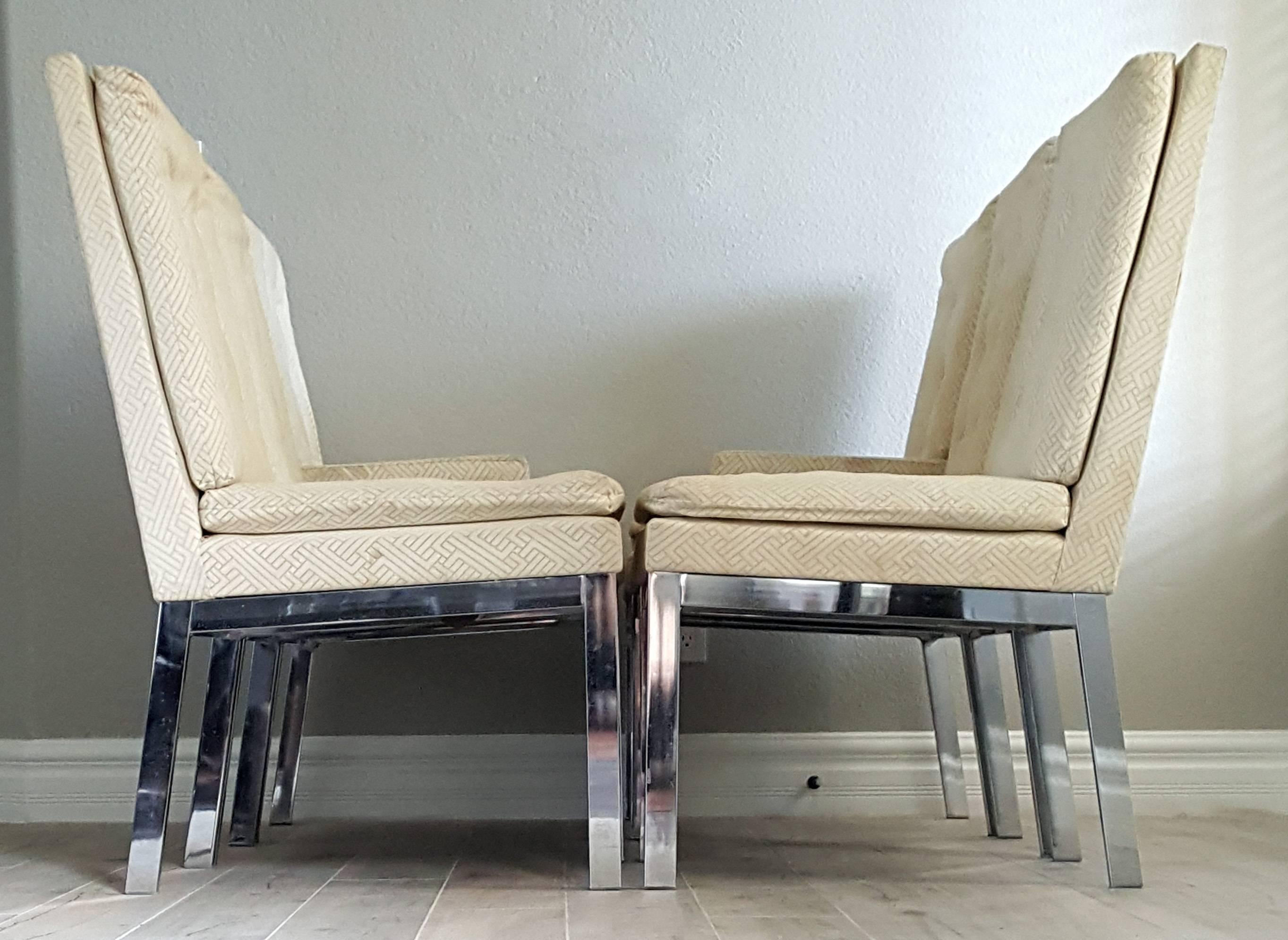 Set of Six Milo Baughman for DIA Chrome Dining Chairs In Fair Condition In Culver City, CA