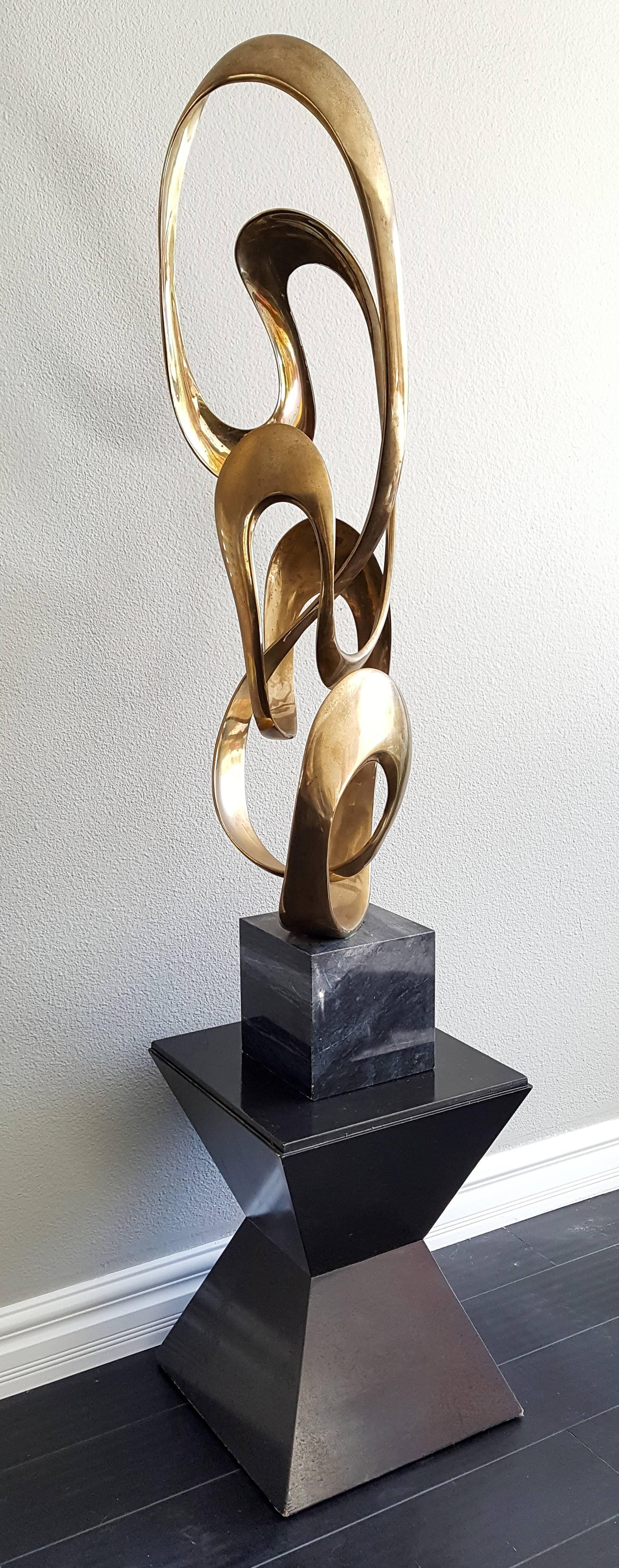 Late 20th Century Monumental Tom Bennett Brass Ribbon Sculpture Expressway LG