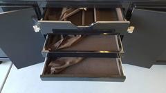 1970s Black Lacquer and Brass Credenza in the Style of James Mont